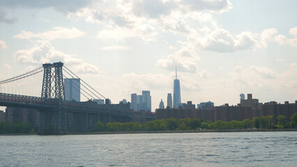 landscape of manhattan midtown NYC with east river at daytime