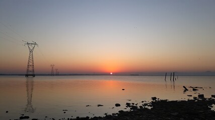 sunset over the lake