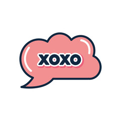 slang bubble concept, pink cloud with xoxo word icon, flat style
