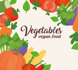 banner with vegetables, concept vegan food with fresh and healthy vegetables