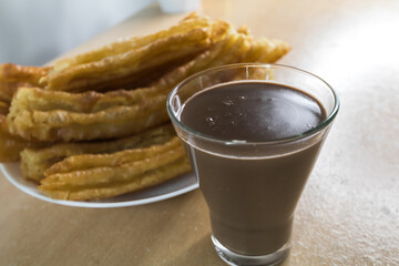 churros and hot chocolate, spanish breakfast