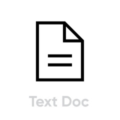 Text doc icon in flat design. Editable vector outline. Single pictogram. Simple sheet sign.