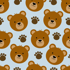 illustration vector graphic of bear seamless pattern with footprint design
