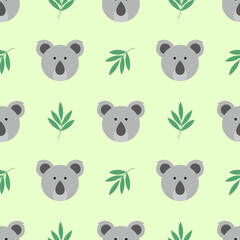 illustration vector graphic of koala seamless pattern with bamboo leaves design