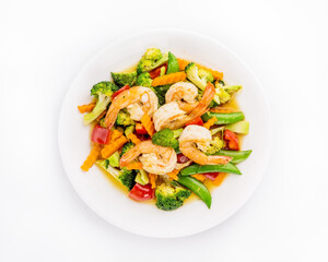 Stir fried mixed vegetables with shrimp