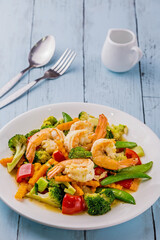 Stir fried mixed vegetables with shrimp