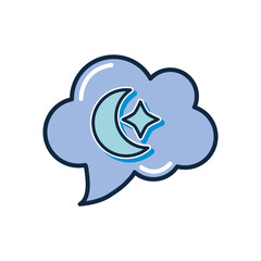 slang bubble concept, cloud bubble with moon and star icon, flat style