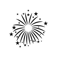 striped and stars fireworks icon, silhouette style