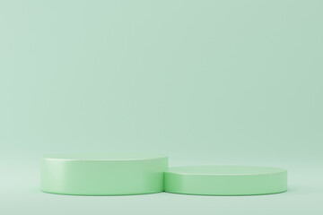 Step yellow cylinder podiums background. Abstract minimal scene with geometrical. Modern pedestal show cosmetic products presentation. Mock up design empty space. studio platform template. 3d render