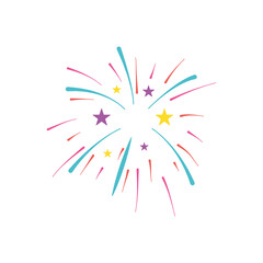 stars and fireworks burst, flat style