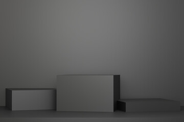 3d rendered illustration with geometric shapes. steps cube blick podium platforms for cosmetic product presentation. Abstract composition in modern style. mock up minimal design with empty space