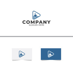 Play Boat Media Logo Design Template