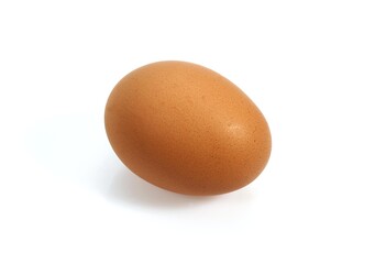 CHICKEN EGG AGAINST WHITE BACKGROUND