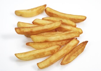 FRENCH FRIES AGAINST WHITE BACKGROUND