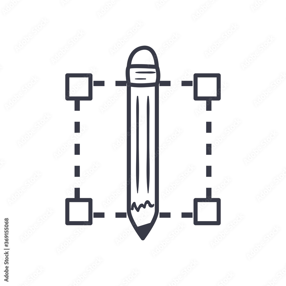 Poster pencil with striped square line style icon vector design