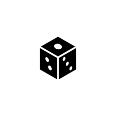 Game dice vector icon in black flat glyph, filled style isolated on white background