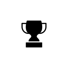 Trophy icon in black flat glyph, filled style isolated on white background