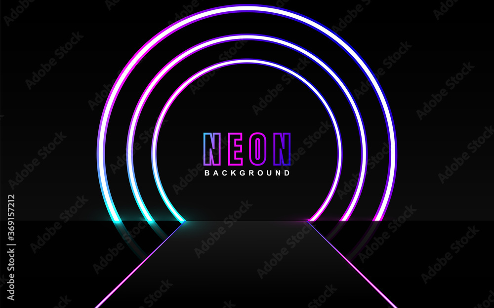 Poster abstract colorful neon frame background with color light effect. vector light illustration on dark c