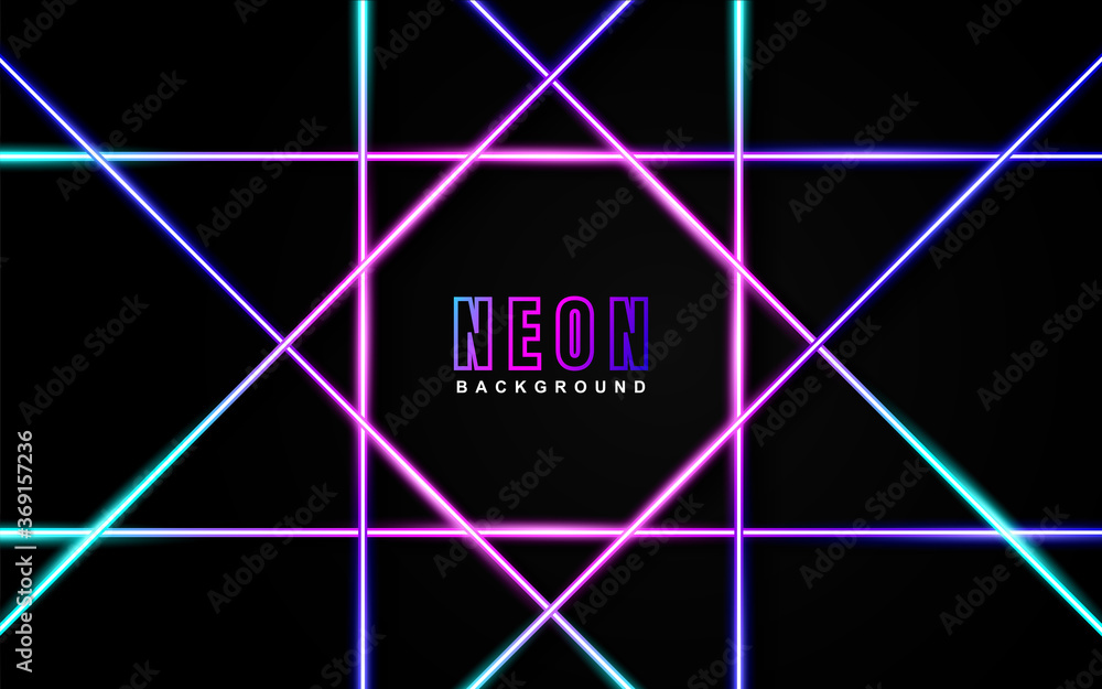 Poster abstract colorful neon frame background with color light effect. vector light illustration on dark c