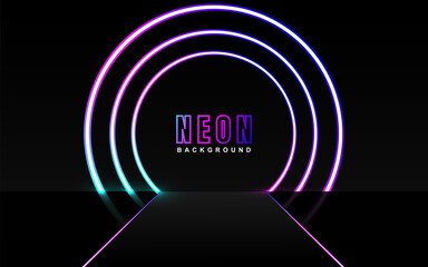 Abstract colorful neon frame background  with color light effect. Vector light illustration on dark concept can use for music cover poster, flyer, frame banner promotion, 