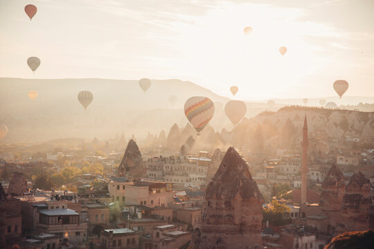 Hot air balloon rides in Cappadocia at sunrise