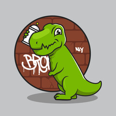 Cute T-Rex Dino urban culture mascot design illustration