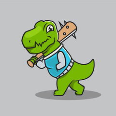Cute T-Rex Dino urban culture mascot design illustration