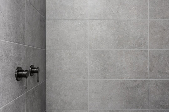 Modern black shower taps