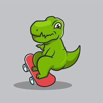 Cute T-Rex Dino urban culture mascot design illustration