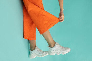 Woman in bright jumpsuit