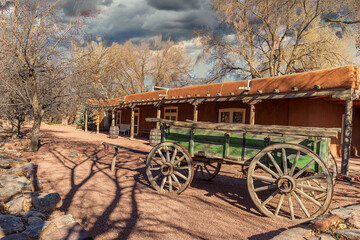  Old Freight Wagon and Adobe House 