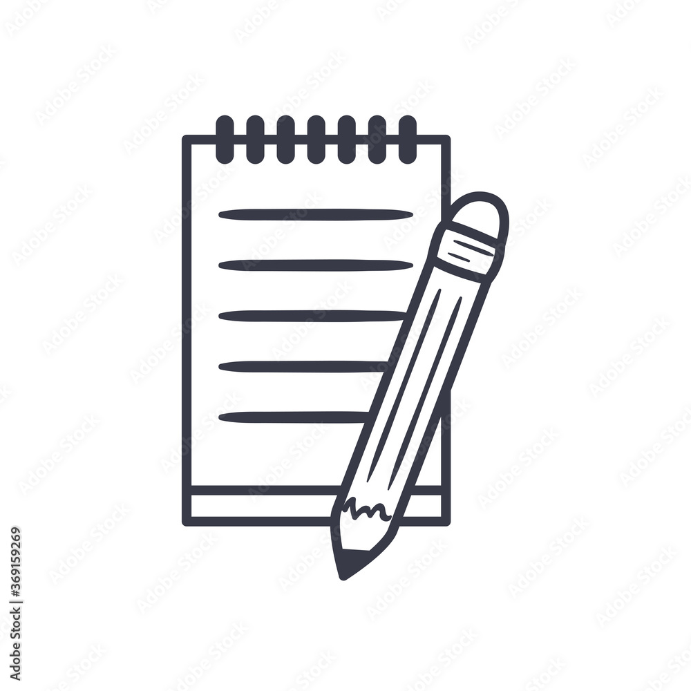 Poster pencil with notebook line style icon vector design