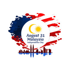 August 31, Independence day of Malaysia vector illustration. Suitable for greeting card, poster and banner. 