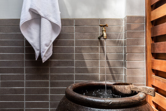 Running water outdoor bathroom
