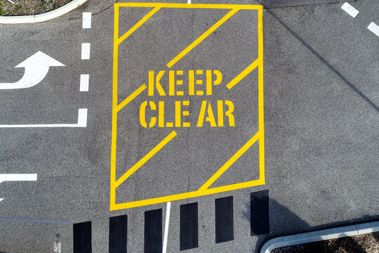 Aerial View Of Freshly Marked Road Way Asphalt Carpark