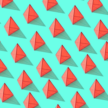 Red pyramids geometric pattern