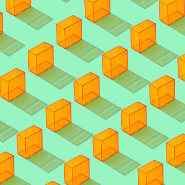 Rows of orange rectangular prisms