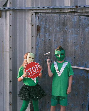 Alien Children Wearing Costumes
