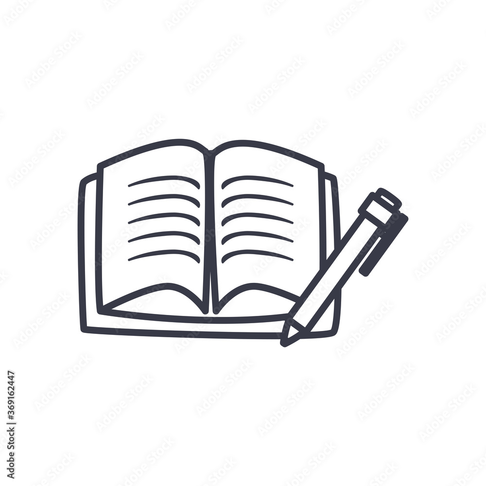 Poster pen with notebook line style icon vector design