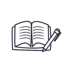 pen with notebook line style icon vector design
