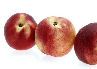 PEACHS persica vulgaris AGAINST WHITE BACKGROUND
