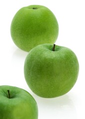 GRANNY SMITH APPLE malus domestica AGAINST WHITE BACKGROUND