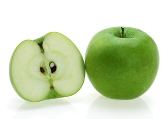 GRANNY SMITH APPLE malus domestica AGAINST WHITE BACKGROUND