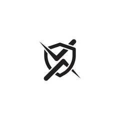 shield x logo design vector template
