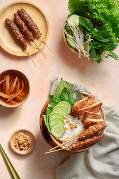 Vietnamese rice noodle with grilled pork