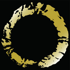 手書きの筆で書いた金の丸、背景黒