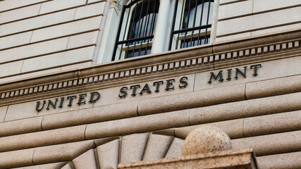 Denver CO/USA-Aug 2020: Built in 1897 and situated downtown at Wesdt Colfax Avenue and Delaware Street, the Denver Mint is the world's single largest producer of coins.