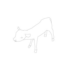 Lamb contour from black lines on a white background. Isometric view. Vector illustration