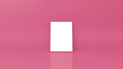 3d rendering of a pink background with a framed picture