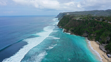 aerial view of the coast, seen from Karma Beach, Bali.